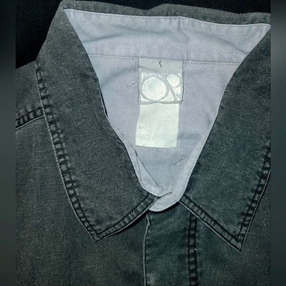 Vintage OP Charcoal button-down surfer shirt. Sz L - Picture 5 of 13